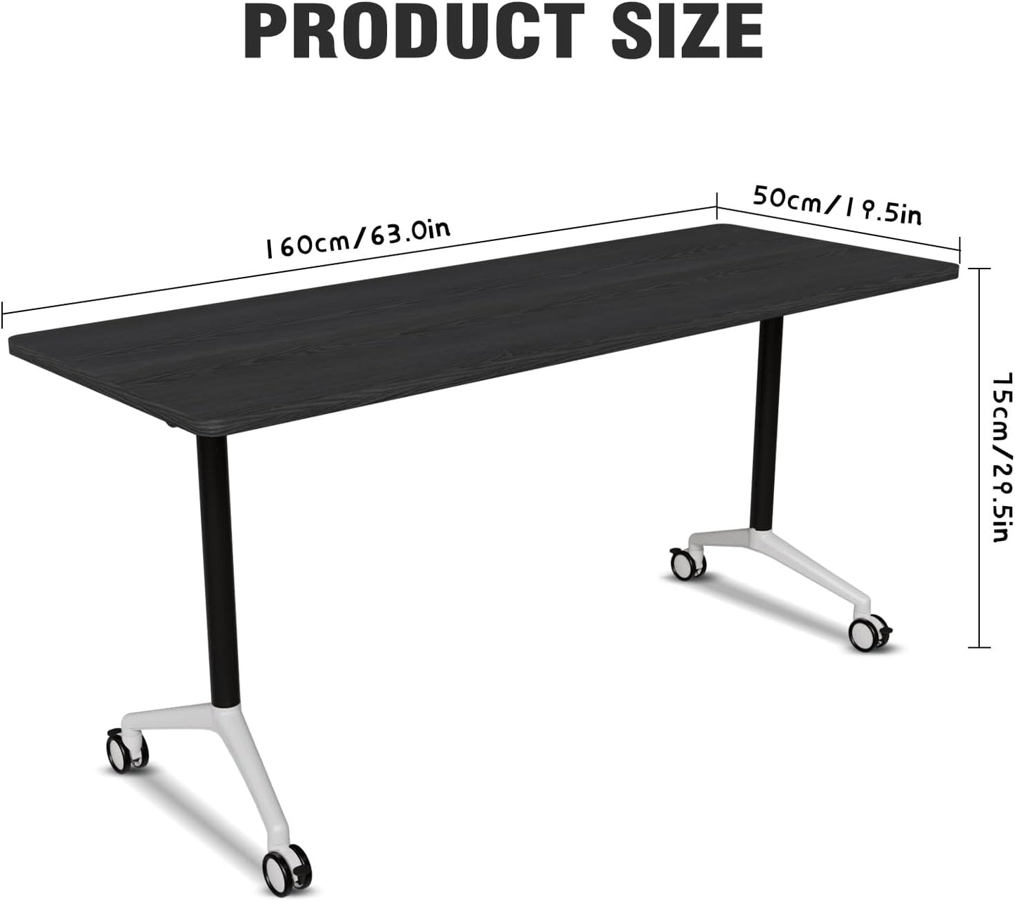 Conference Room Table with Flip-Top Design for Dynamic Meetings, Business Table Computer Desk with Heavy-Duty Frame,Foldable Seminar Meeting Tables for Home Office (4, F, 61IN)