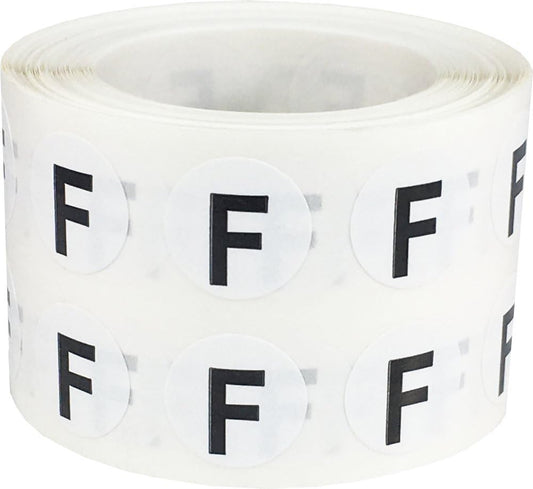 Letter F Inventory Labels .5 Inch Round Circle Dots 1,000 Adhesive Stickers
