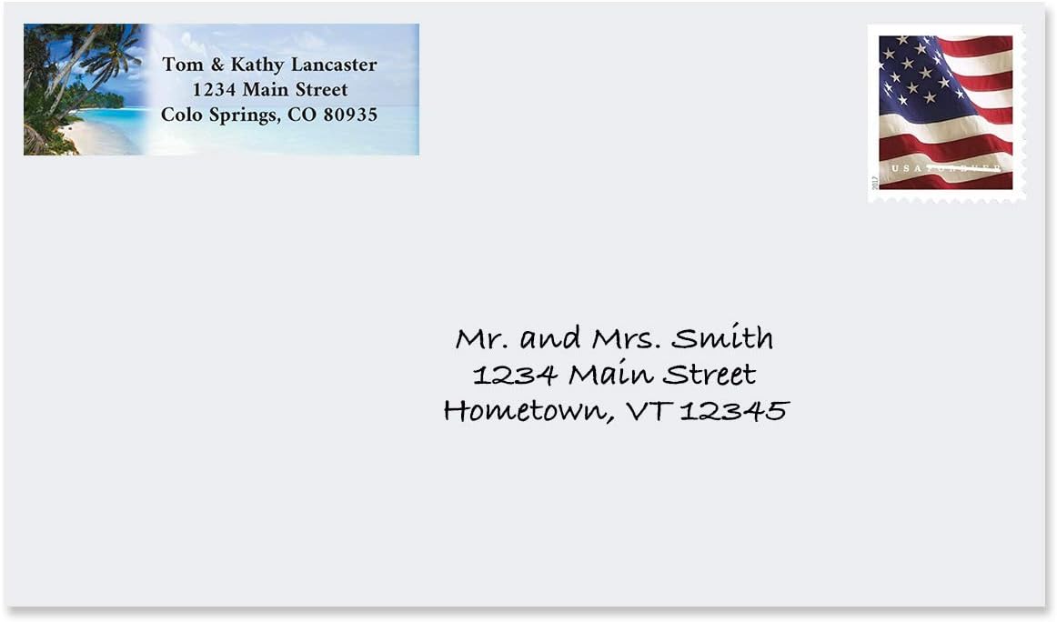 Colorful Images Tropical Paradise Rolled Personalized Return Address Mailing Labels with Dispenser, Customize with Name & Shipping Address, 500 ¾” x 2½” Self Adhesive, Easy Peel Label Roll