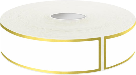 500 Golden Border Removable Freezer Labels Water Oil Resistant with Perforation Line for Food Containers Jars Pantry Organization (Ink Quick-Dry，1” x 3”)