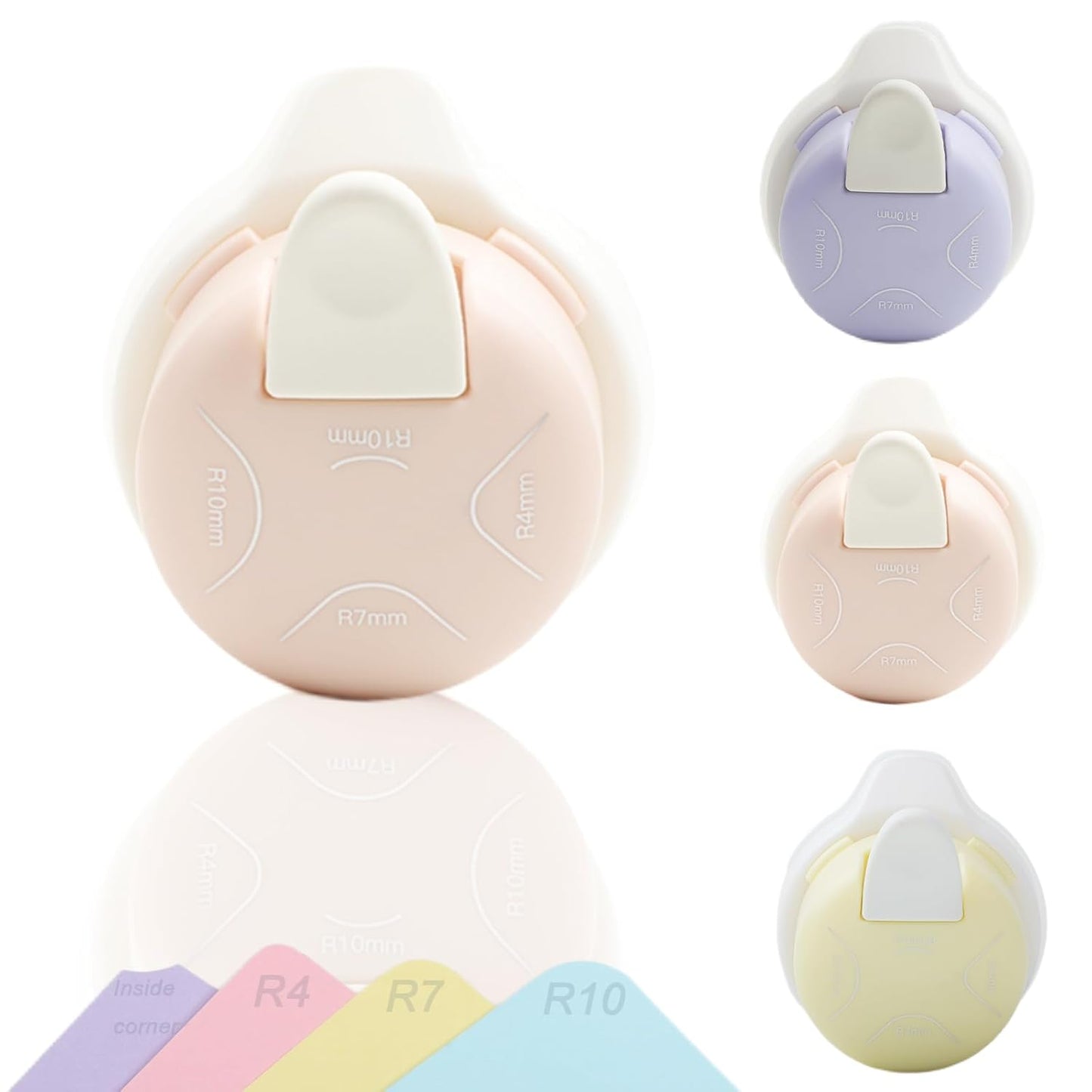 Corner Punch 4 in 1 Corner Rounder Punch (R4+R7+R10+Inside Corner) Corner Cutter for DIY Scrapbooking Photo Tags (Pink)