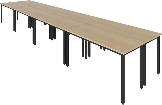 Bonzy Home Conference Tables 18ft Office Computer Desk for Meeting Room Study Writing Printer Table Meeting Seminar Table for 20 People Rustic Vintage Natural 8PCS 220.4"x47.2"x29.5"