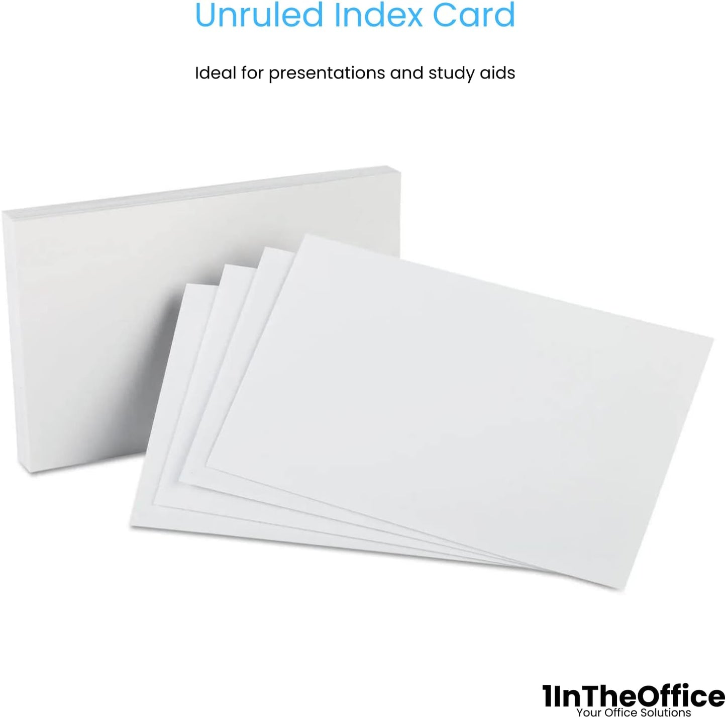 1InTheOffice Index Cards 5x8 blank, Flash Card, Unruled Note Cards 5x8, White, 600-Pack