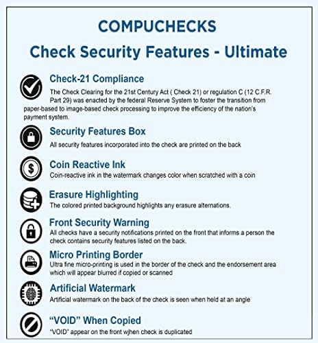 Compuchecks 2500 Blank Checks on Bottom Stock Paper - Compatible with QuickBooks and VersaCheck (Blue Marble) - Print Easy, Secure Computer Laser Checks for Business, Payroll or Personal Use