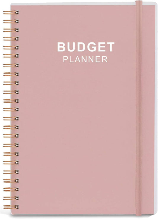 Budget Planner - Monthly Finance Organizer with Expense Tracker Notebook to Manage Your Money Effectively, Undated Finance Planner/Account Book, Start Anytime, 1 Year Use, A5, Rose