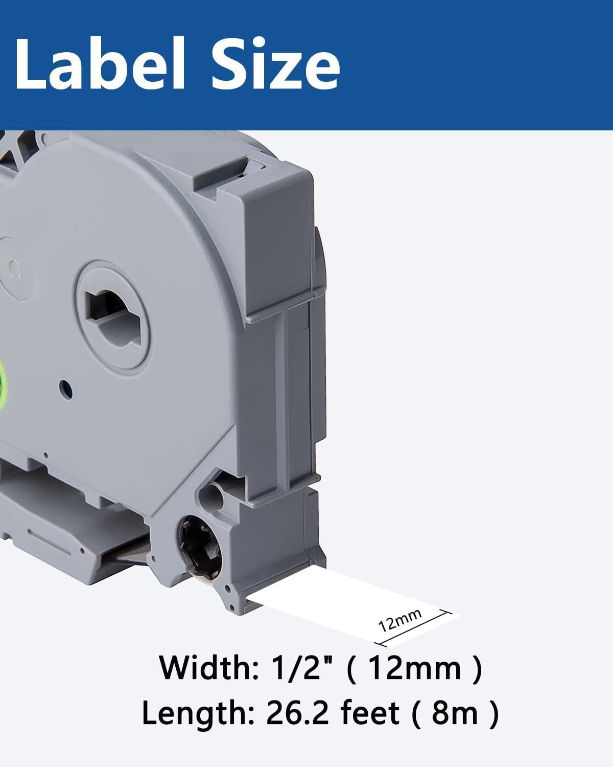 Tze TZ Tape 12mm 0.47 Laminated White Compatible for Brother Label Maker Tape 12mm 1/2" Black on White for Ptouch PT PTD200 PTD410 D210 D220 D610 P710BT PTH110, 30-Pack