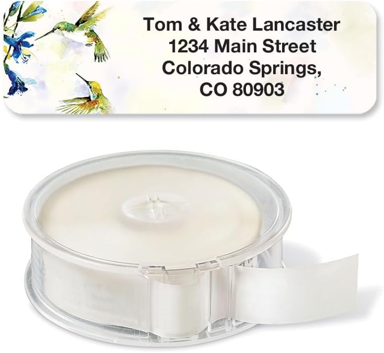 Colorful Images Fluttering Hummingbirds Rolled Personalized Return Address Mailing Labels with Dispenser, Customize with Name & Shipping Address, 500 ¾” x 2½ Self Adhesive, Easy Peel Label Roll