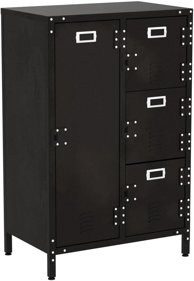 MIIIKO Steel Wardrobe Cabinet Locker, Rustic Metal Storage Cabinet with Shelf, Lockable Doors and Hanging Rod, Industrial Locker for Living Room, Bedroom, Home Office and Club