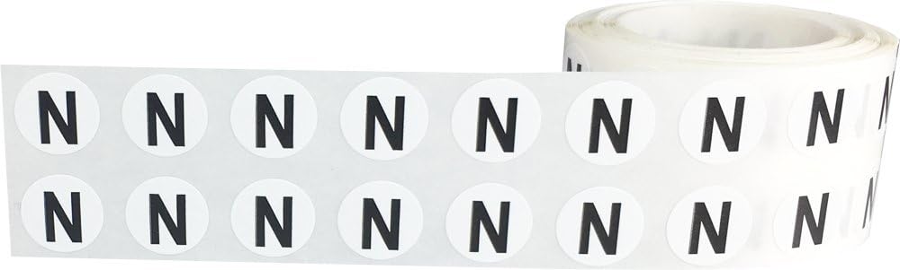 Letter N Inventory Labels .5 Inch Round Circle Dots 1,000 Adhesive Stickers