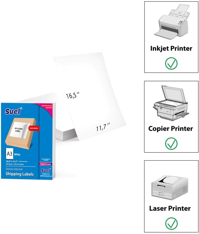Blockout Shipping Labels A3 Tabloid Size – Cover Old Barcodes & Addresses – Laser & Inkjet Printable – Bulk Pack High-Opacity (100, A3)