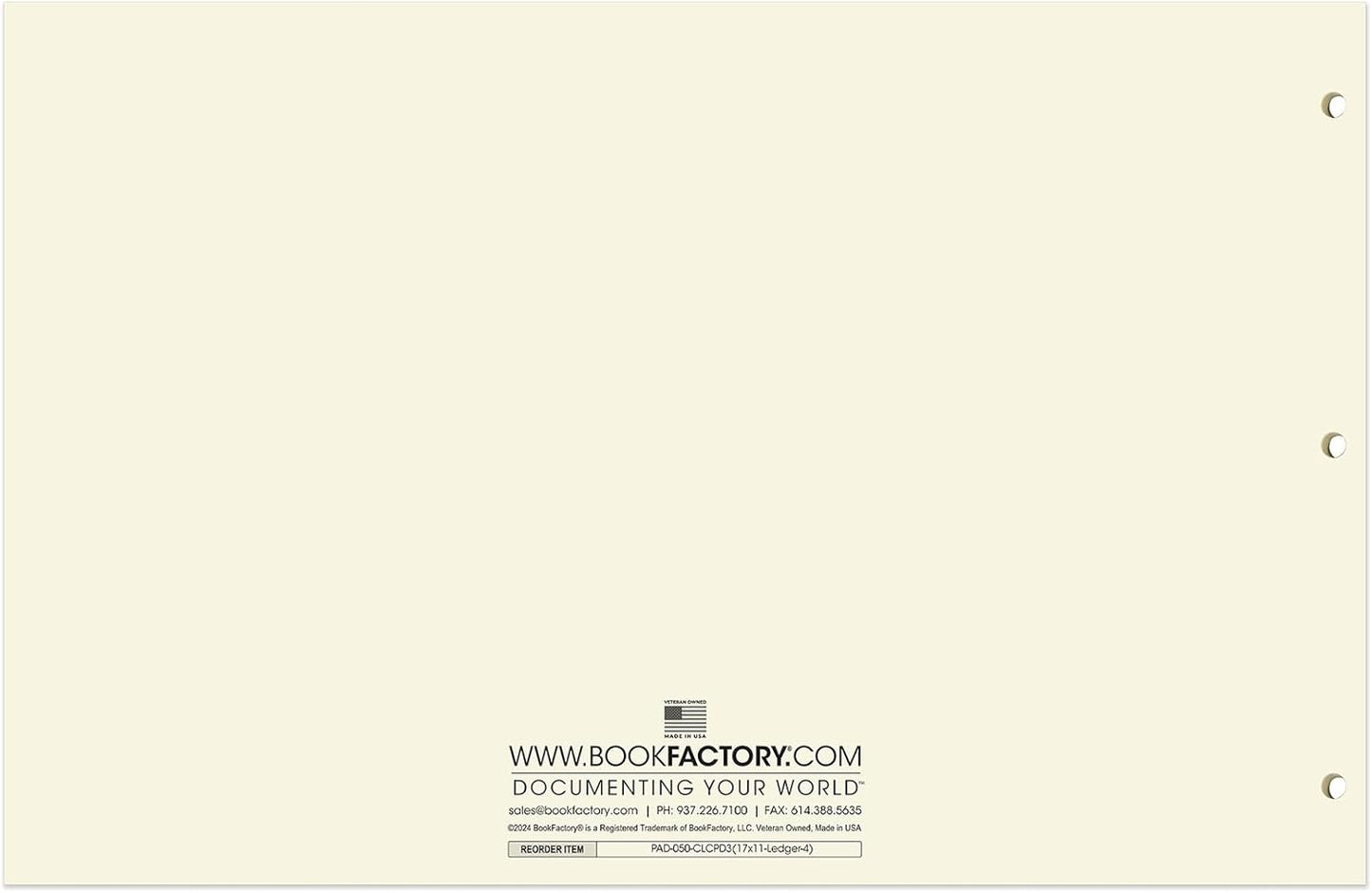 BookFactory Ledger Pad/Large 4 Column Accounting Ledger Columnar (Four Columns) Pads - 17'' x 11'', 50 Pages, Notepad Landscape Format (PAD-050-CLCPD3(17x11-Ledger-4)-AX)