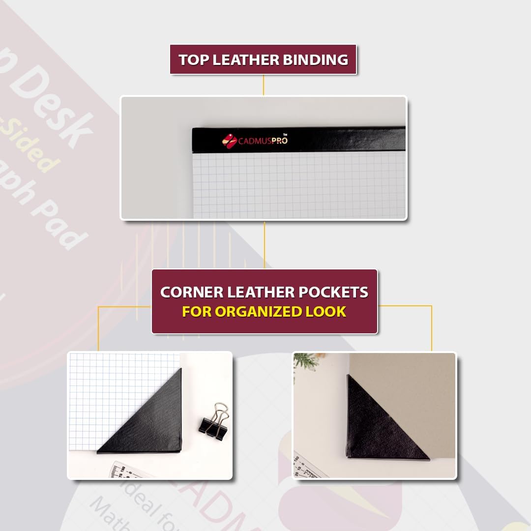 Premium Top Desk 22"x17" Large Graph Pad, Double-Side Quadrille Grid, 21-Gram Paper, 50 Sheets/Pad. Designing, Drafting, Art, Illustrations, Professional & Academic use (2, White)