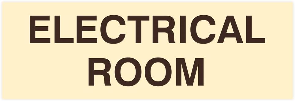 All Quality Basic Electrical Room Door/Wall Sign | Durable Construction | Building Safety - Ivory/Dark Brown - Small