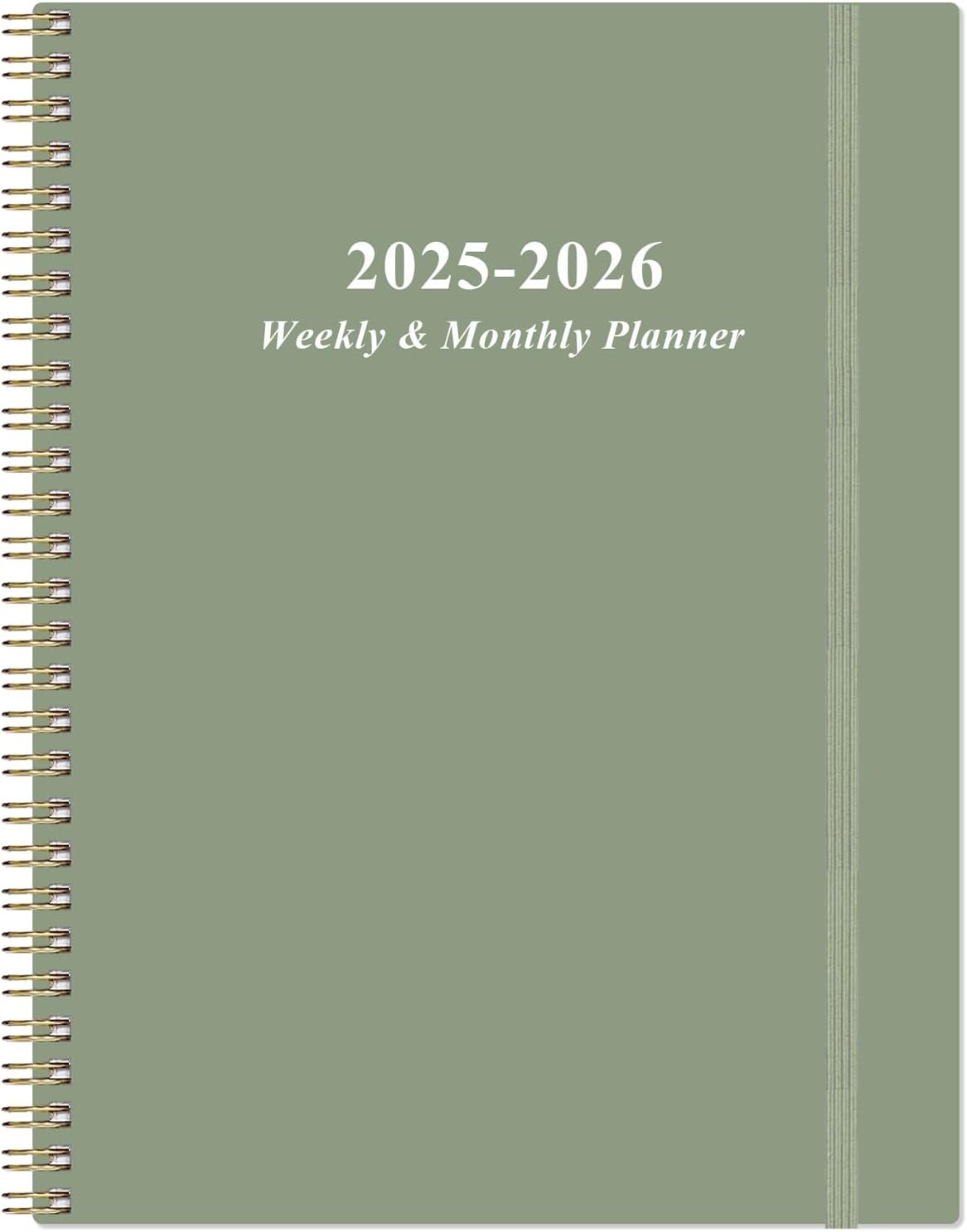2025-2026 Planner - Academic Planner 2025-2026 from July 2025 to June 2026 with 12 Monthly Tabs, Flexible Cover, Inner Pocket, 8.5" x 11", Green