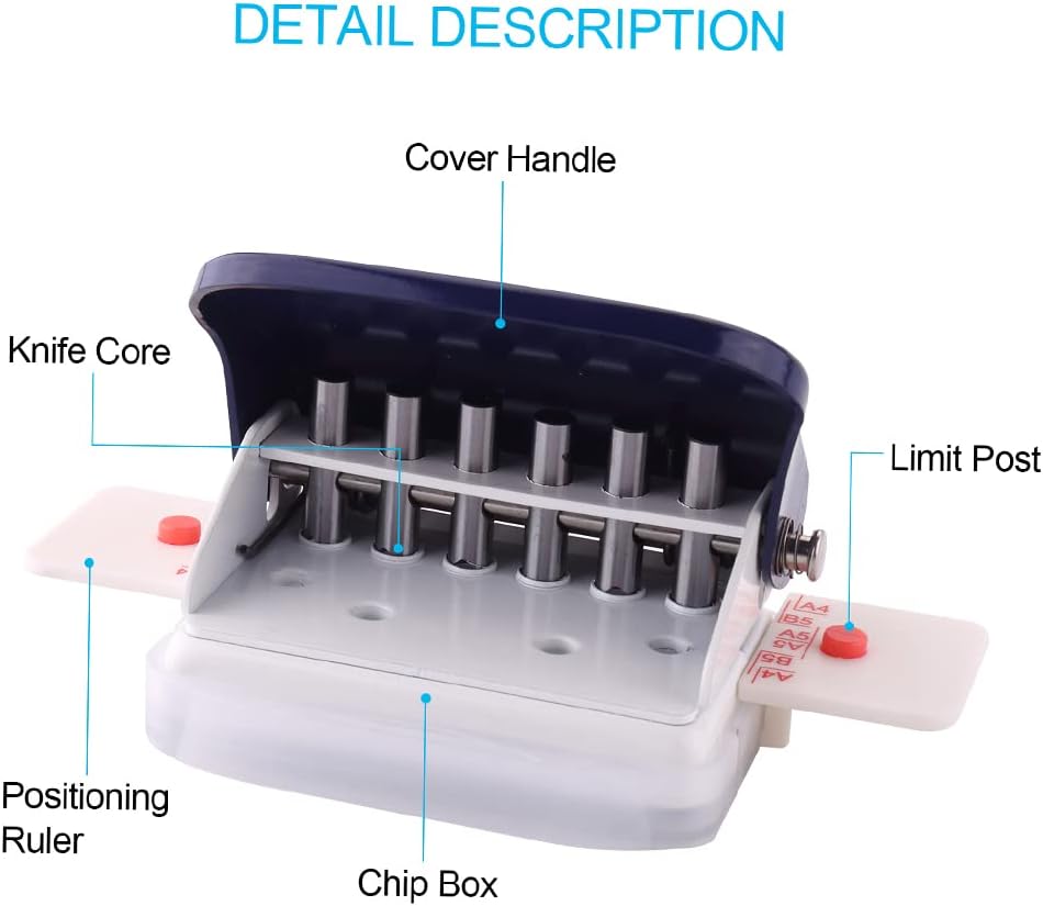 Bisofice KW-Trio 6-Hole Paper Punch Handheld Metal Hole Puncher 5 Sheet Capacity 6mm for A4 A5 B5 Notebook Scrapbook Diary Planner