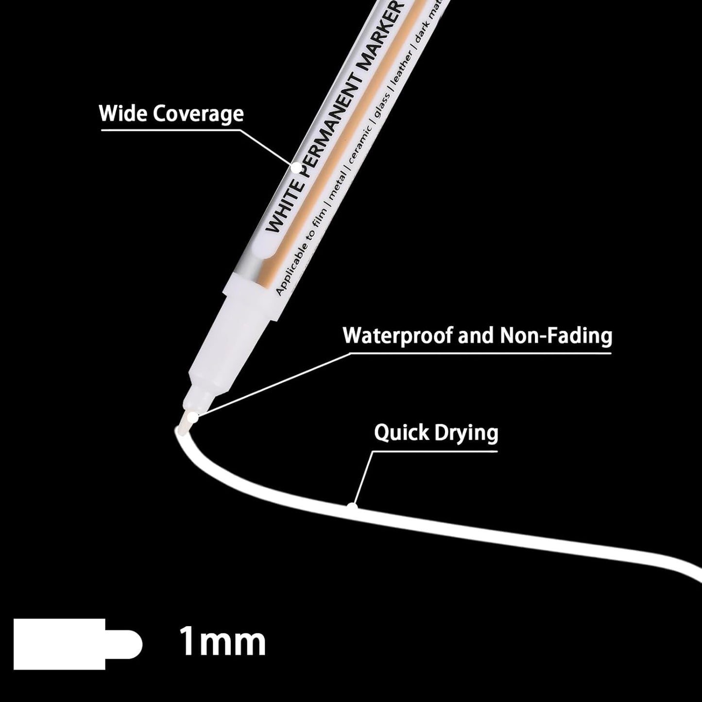 Goldge 20 White Paint Pen - Waterproof Acrylic Markers, Permanent White Paint Markers for Metal, Canvas, Glass, Wood, Stone, Ceramic, DIY Art Supplies