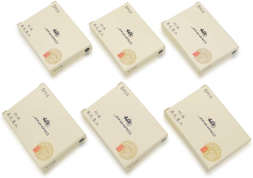 30pcs JINHAO Ink Cartridges Fountain Pen Refills for JINHAO and Baoer Pen Standard Size(Black)