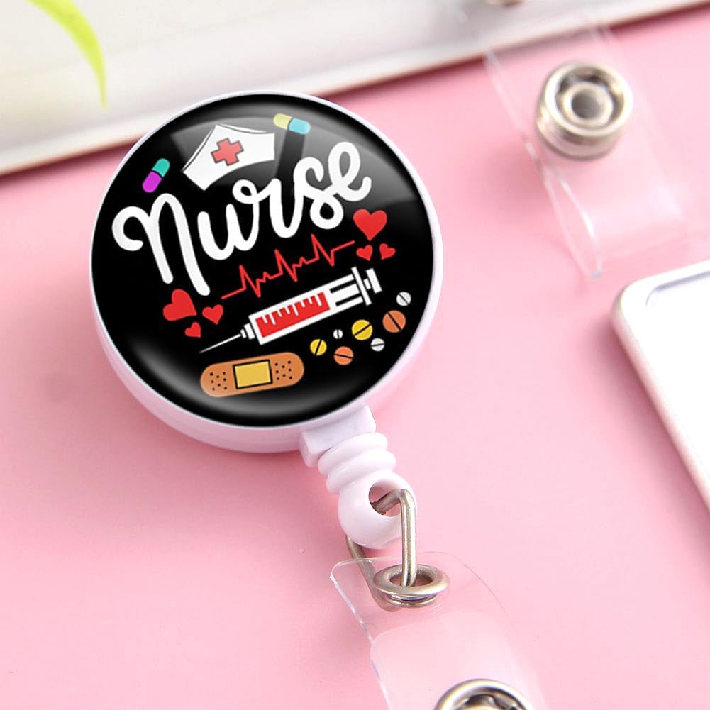 9 Pcs Funny Badge Holder Retractable Reel Cute Nursing Badge Holders with Alligator Clip ID Name Card Badge Clip for Office Student Doctor Nurse Medical Work Supplies