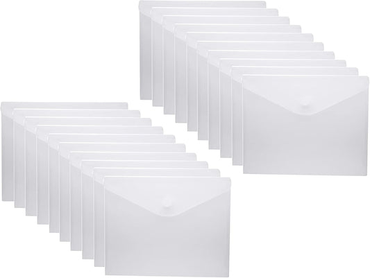8.5 x 11 Clear Letter Sized Plastic Envelopes Document File Storage Holder 20 Pack Hook Loop Closure