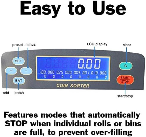 Electronic USD Coin Sorter and Counter with LCD Display, Sorts 270 Coins Per Minute into Coin Wrappers or Bins, Coin Wrapper Tubes Included by EX ELECTRONIX EXPRESS