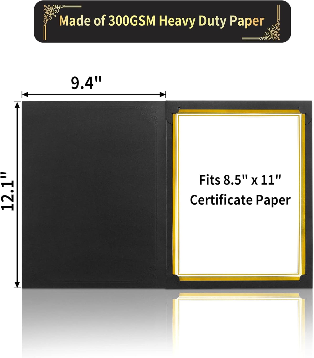GNL Certificate Holders - 200 Packs Black Diploma Holders, Certificate Covers with Gold Foil Border, for Letter Size 8.5 x 11 Certificate Paper, Award, Graduation, Documents