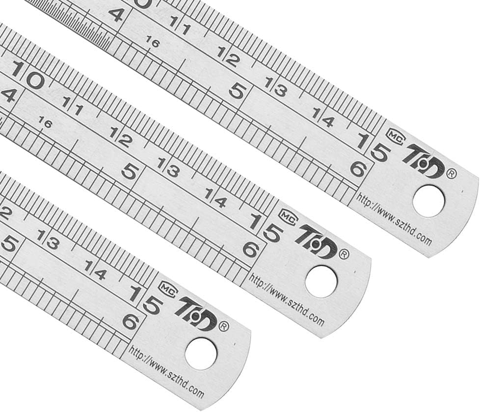 ZZTX Metal Straight Edge Ruler Set - Stainless Steel, 6 Inch, Bulk 2 Pack