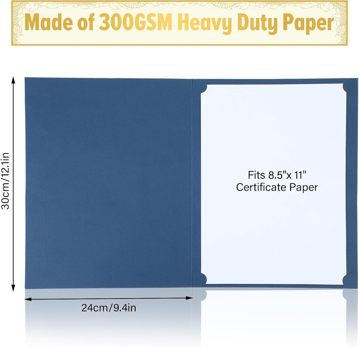 Certificate Holders - 50 Packs Blue Diploma Holders, Certificate Covers with Gold Foil Border, for Letter Size 8.5 x 11 Certificate Paper, Award, Graduation, Documents