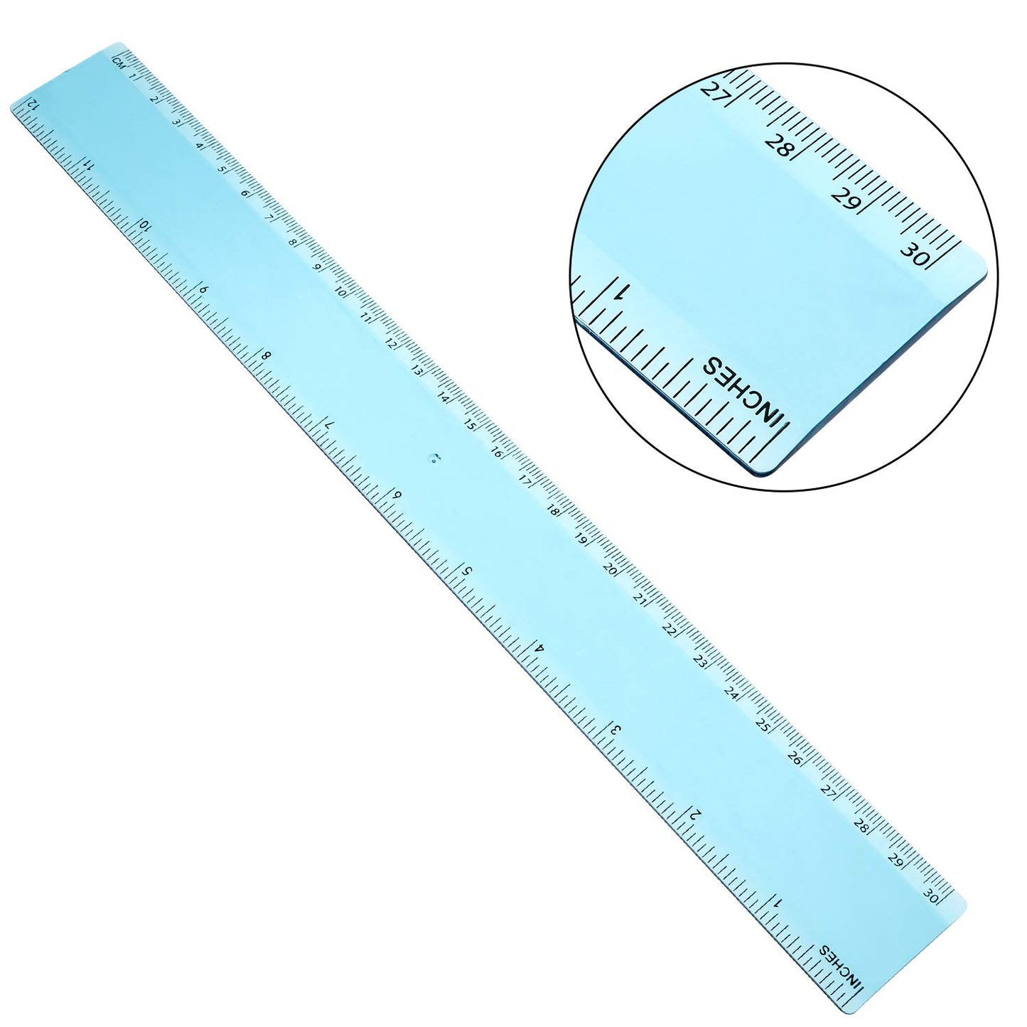 2 Pack Plastic Ruler Straight Ruler Plastic Measuring Tool for Student School Office (Blue, 12 Inch)
