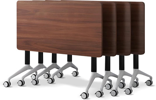 Conference Room Table with Flip-Top Design for Dynamic Meetings, Business Table Computer Desk with Heavy-Duty Frame,Foldable Seminar Meeting Tables for Home Office (4, A, 61IN)