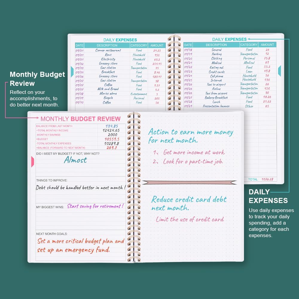 Budget Planner - Expense Tracker Notebook, 8" x 9.5" Budgeting Planner and Financial Planner Budget Book to Control Your Money. Large Size, Gold Leaf