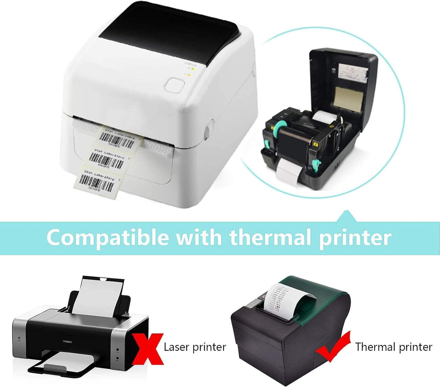 800 Self Adhesive Label Sticker Address Labels Blank Roll 50mm x 30mm Office Kitchen White Food Labels for Catering Food Jars Sticky Stickers for Office Kitchen Printer