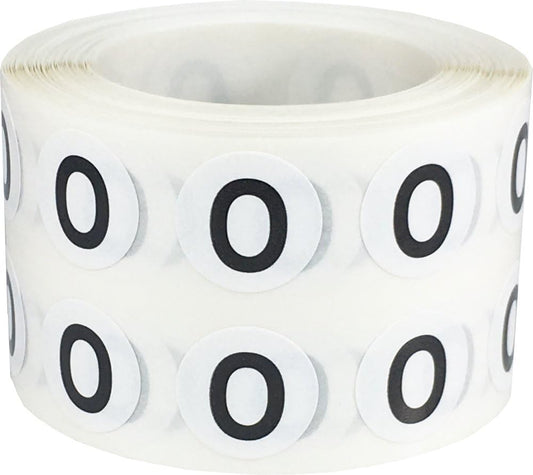 Letter O Inventory Labels .5 Inch Round Circle Dots 1,000 Adhesive Stickers