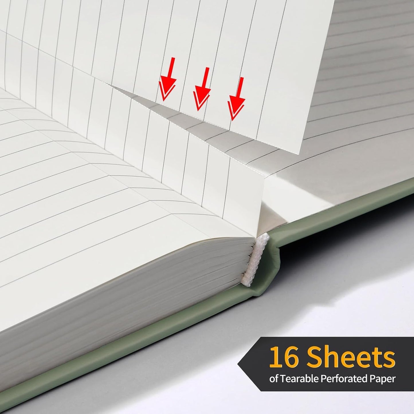 Annecy Lined Journal Notebook, Hardcover Numbered College Ruled Journal, Medium 5.5x 8.25, 160 Pages 100GSM Writing Paper, Grey Green