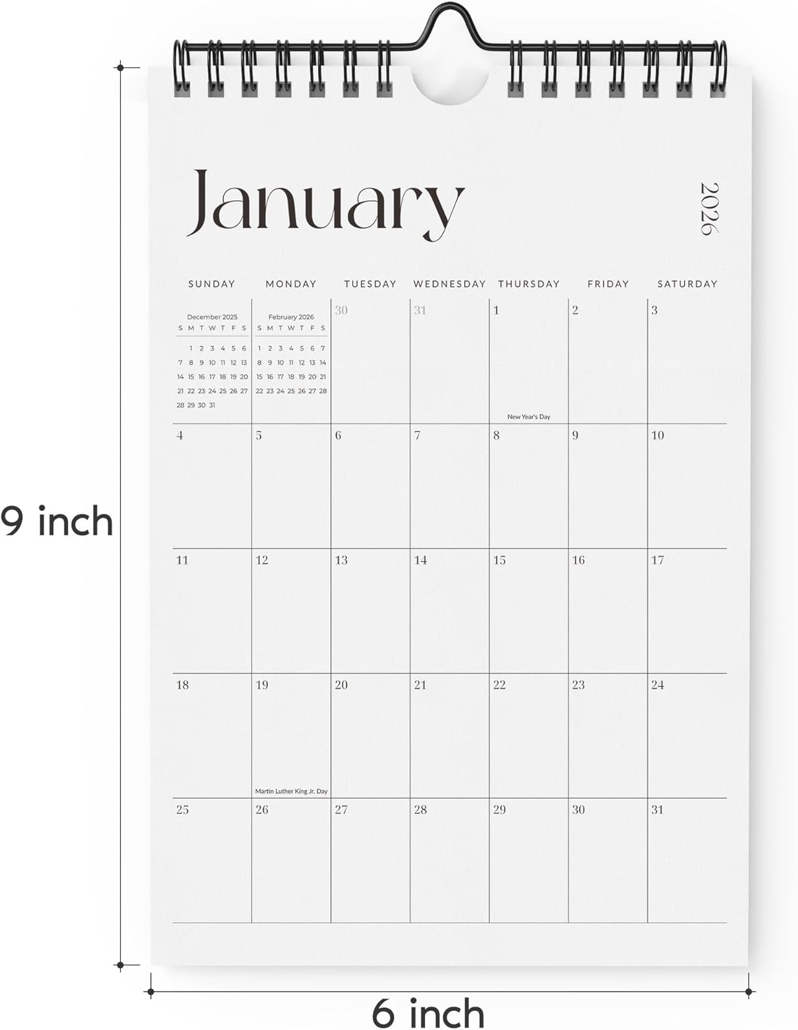 Cabbrix Mini Calendar 2025-2026 Wall Calendar, Vertical 6 x 9 inch Small Calendar July 2025 to December 2026, Easy Planning Little Notepad Calendar for Wall, Desk, Bulletin Board, Simplified