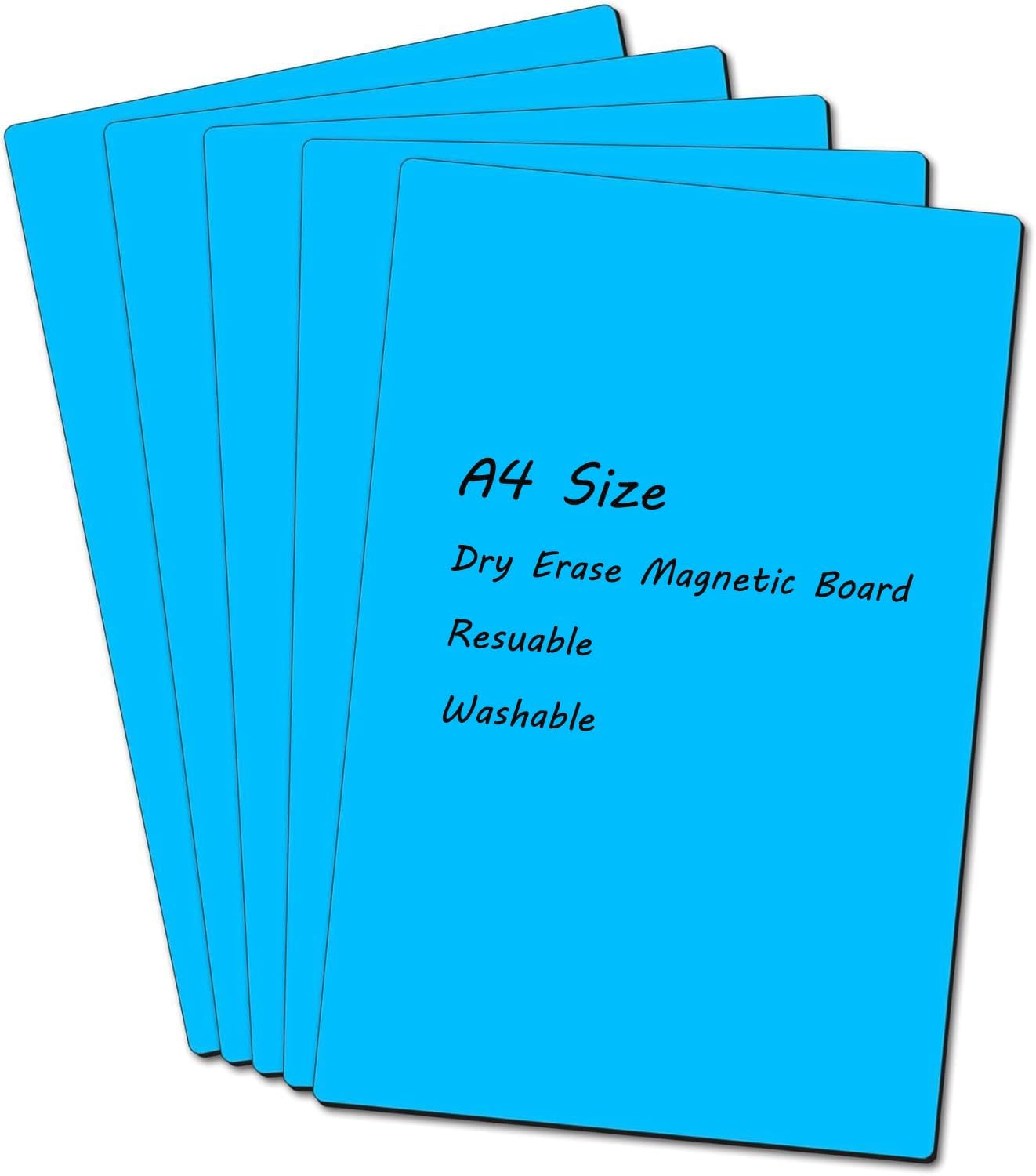 Realth Dry Erase Magnetic Board Blue, Reusable Magnetic Sheet, Fridge Magnetic Whiteboard, Blank Magntic Board to Write on for Home Office Classroom, 8.3'' × 12.2'' 5 Pcs