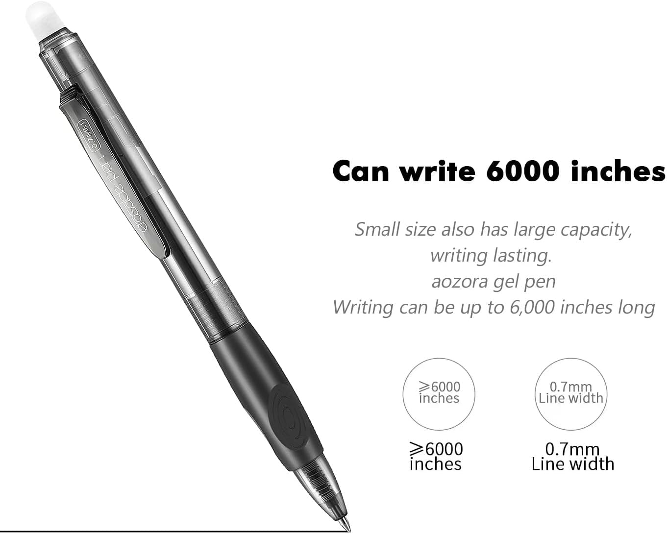 Aozora Erasable Pens Click Fine Point 0.7 mm Retractable Erasable Gel Pens for Completing Sudoku and Crossword Puzzles 12 Pack (Black)