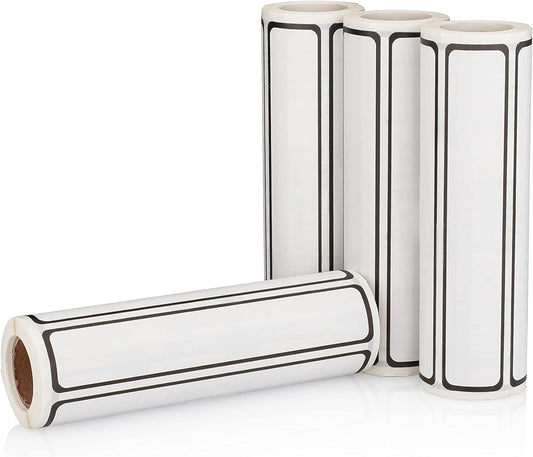 Carstens Adhesive Sticker Labels, 5 3/8” x 1”, Binder Labels for 1” Ring Binder Spines, Roll of 200, White, 4 Pack