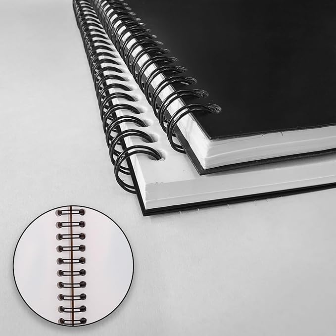 Bulk Spiral Notebook, 48 Pack, Unlined Journal, 5.8 x 8.3, 120 Pages (60 Sheets), 100 GSM Paper, No-Bleed, Black Cover Drawing Notebooks, Unlined Sketch Pad for Writing, Note Taking Travel