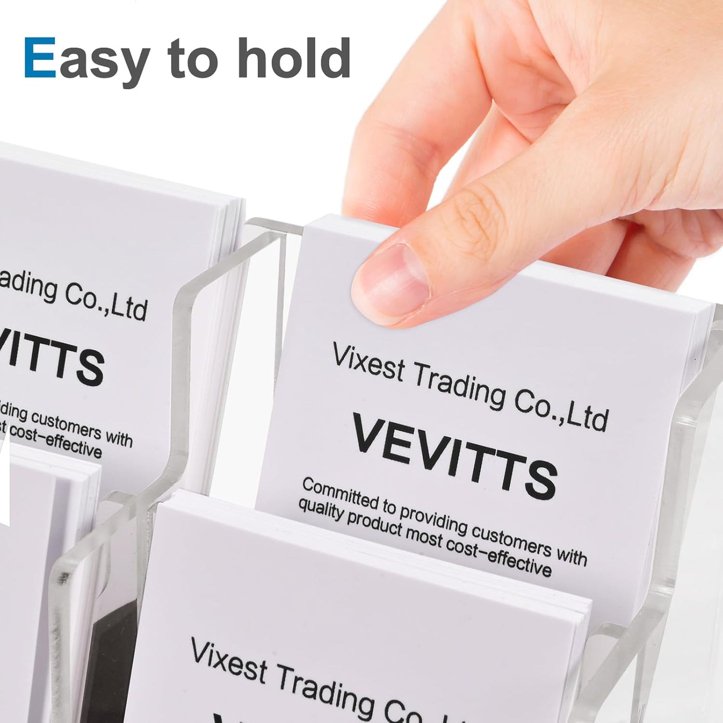 Clear Vertical Business Card Holder for Desk, Office Acrylic Business Card Display Holder Desktop Organizer Storage Cards Holders, Clear 4 Tiers 16 Pockets