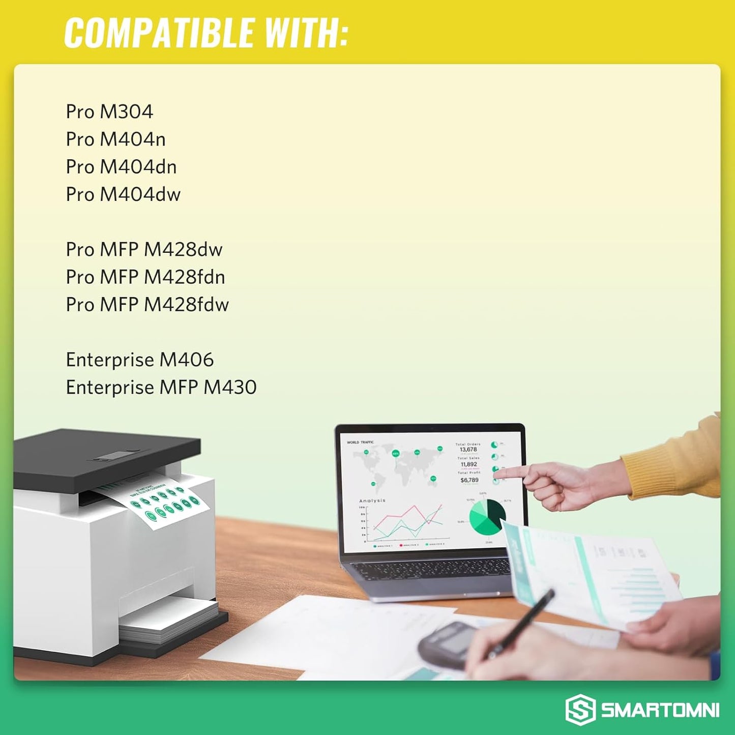 58A CF258A Compatible No-Chip Toner Cartridge Replacement for HP CF258A 58A use for HP MFP M428dw M428fdn M428fdw M430 Pro M304 M404n M404dn M404dw M406 (2 Black)