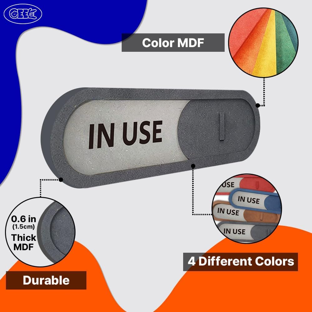 GEEKBEAR In Use Available Slider Door Sign for Home Office - Premium MDF, 7.5 x 2.2 in (Brown)