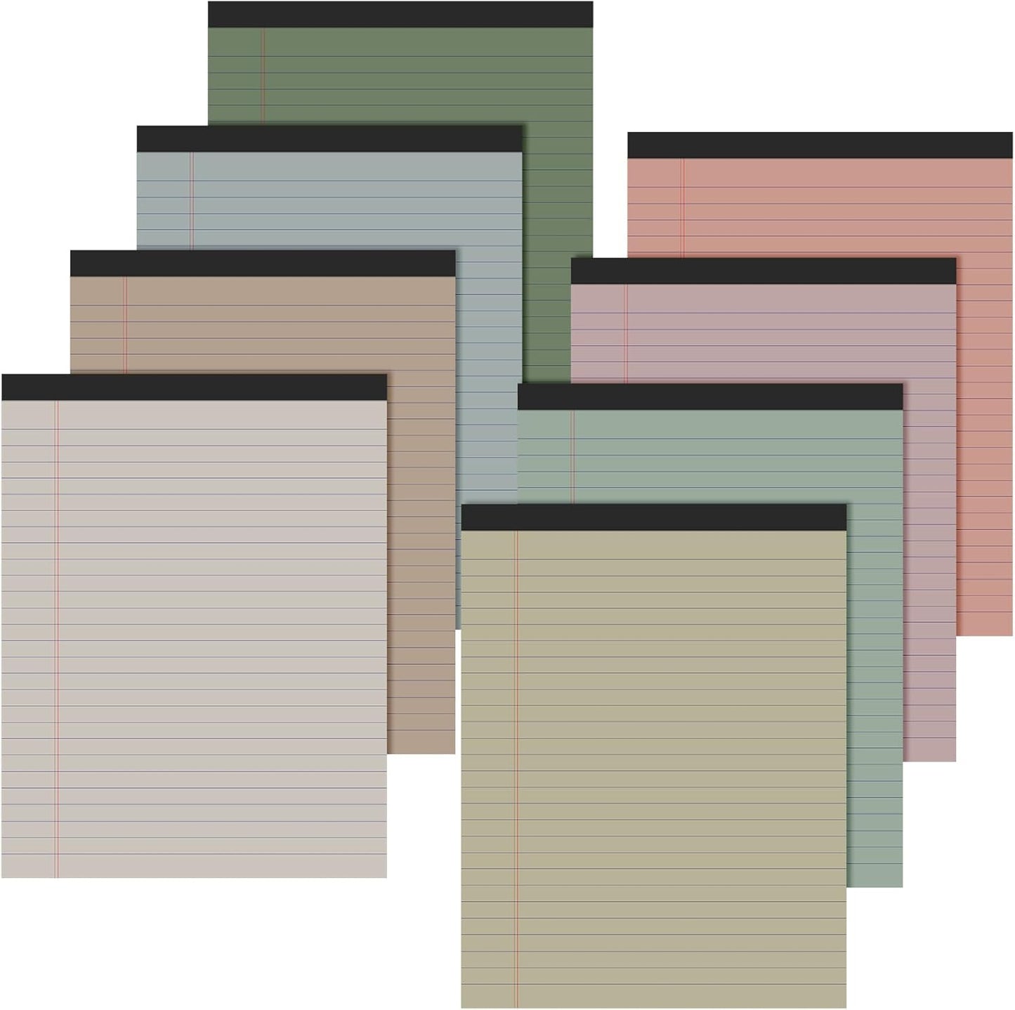 Fuutreo 8 Pcs 8.5'' x 11'' Colored Legal Pad Writing Pads Wide Ruled 50 Sheets Per Notepad Perforated Writing Notepad Office Supplies for School College Office Business (Vivid Colors)