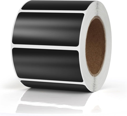 Black Rectangle Stickers 2 x 1 Inch Color Coding Labels Vinyl Roll Self-Adhesive Waterproof Removable 500 PCS