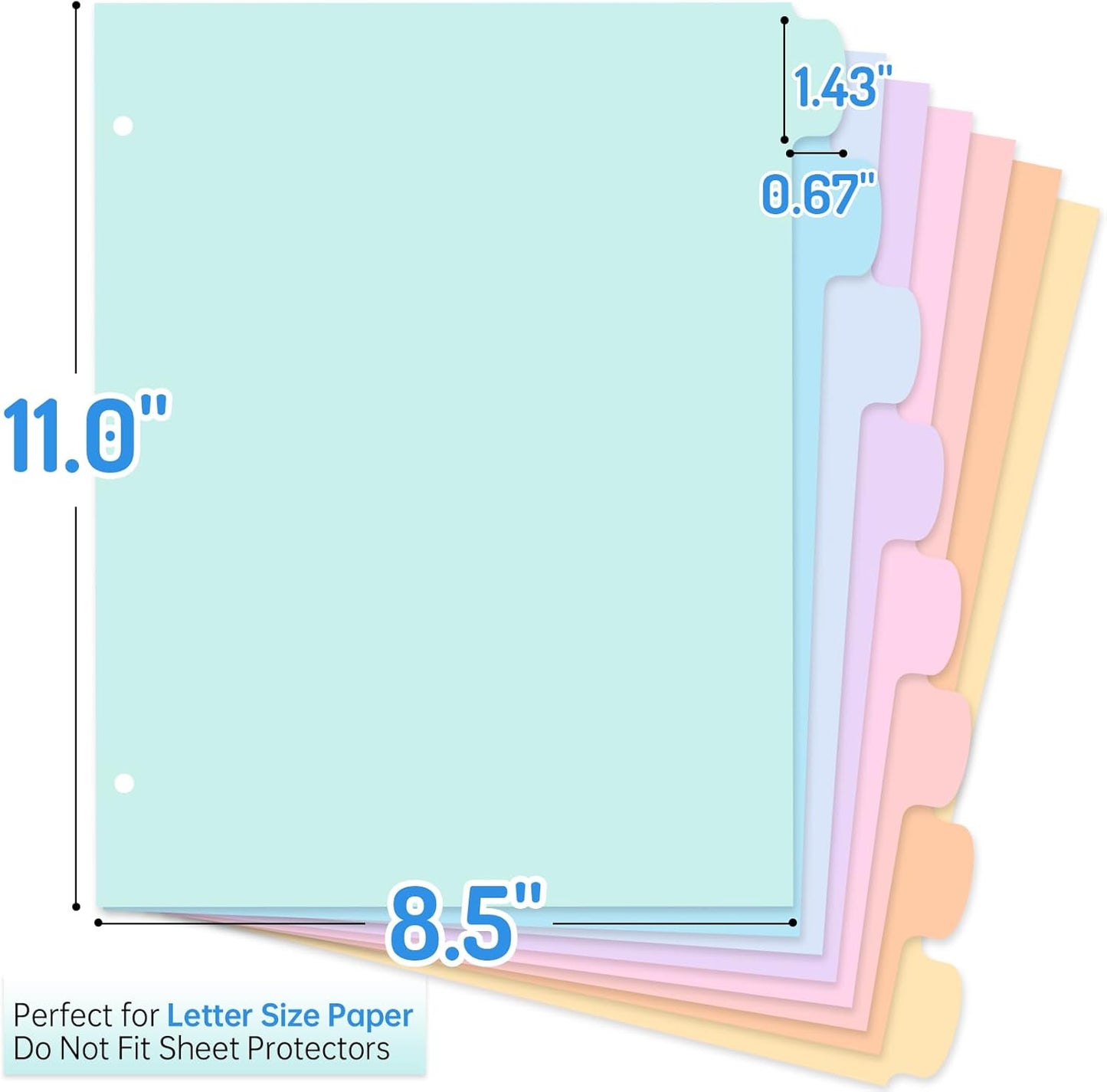 Forvencer 96Pcs/12Set Binder Dividers with Tabs, Big 8 Tabs, Write&Erase Plastic Dividers for 3 Ring Binder, Binder Tabs for Organizer, 3 Ring Binder Dividers with Tabs for School Office Home Supplies
