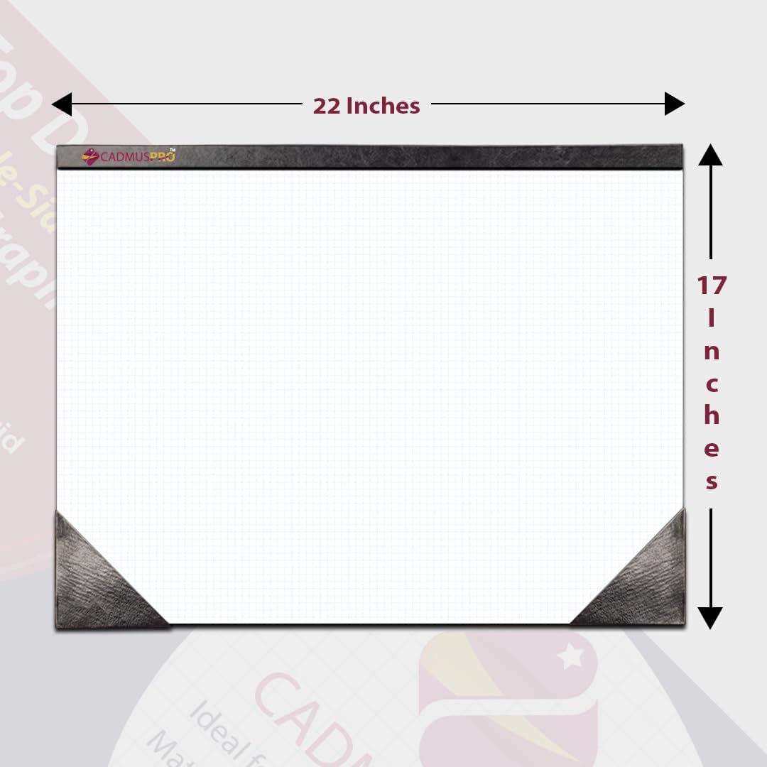 Premium Top Desk 22"x17" Large Graph Pad, Double-Side Quadrille Grid, 21-Gram Paper, 50 Sheets/Pad. Designing, Drafting, Art, Illustrations, Professional & Academic use (2, White)
