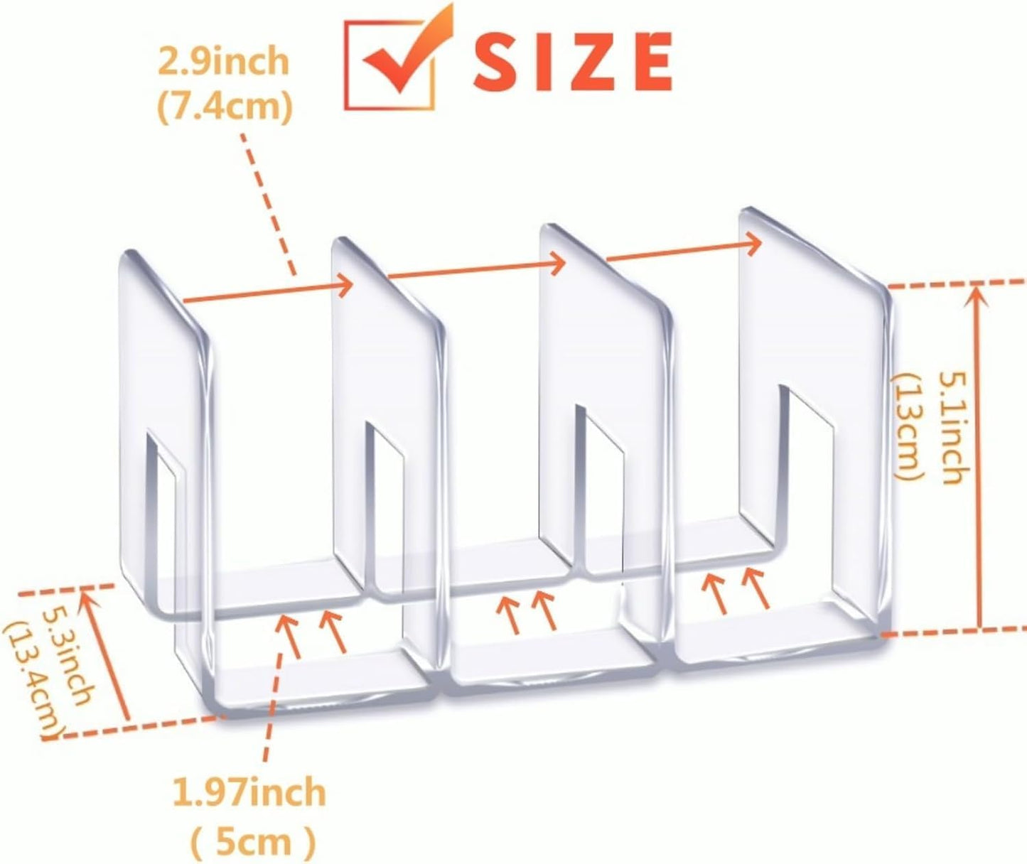 LUGUNU Clear Acrylic Purse Organizer - 3-Section Divider for Handbag Closet Storage - Durable Rack for Purses, Clutches More (Set of 4)