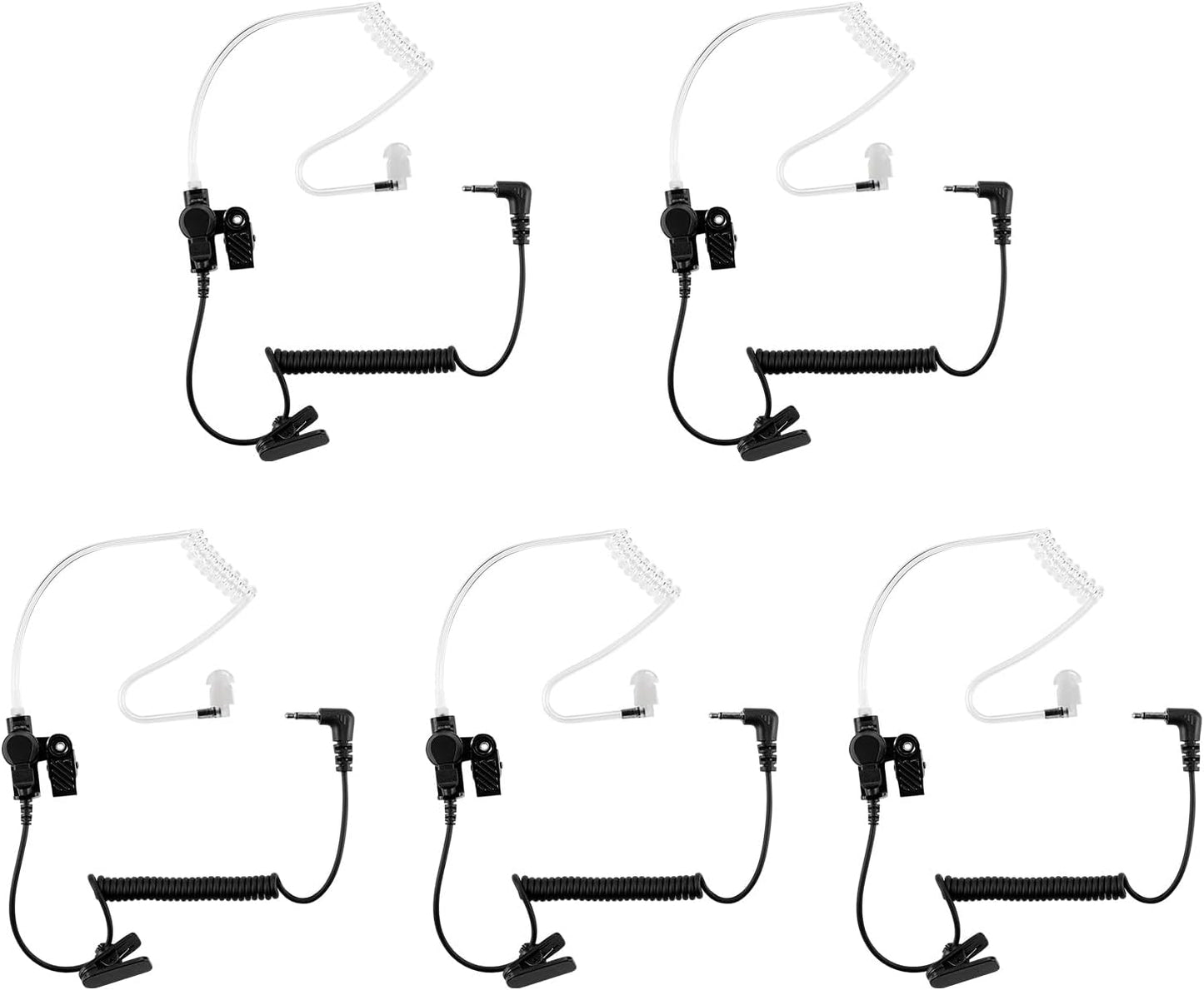 Police Earpiece 3.5mm /1 Pin Listen Only Acoustic Tube Earbud Headset for Remote Speaker Mic Motorola Kenwood 2 Way Radio FBI Security Surveillance Walkie Talkie (5 Packs)