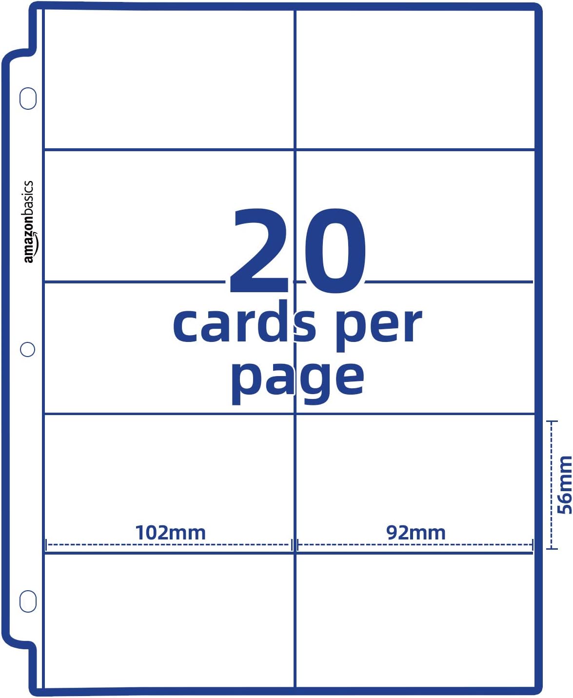 Amazon Basics Plastic Business Card Holder, Protector Sleeves for 3-Ring Binder, Transparent, 25-Pack