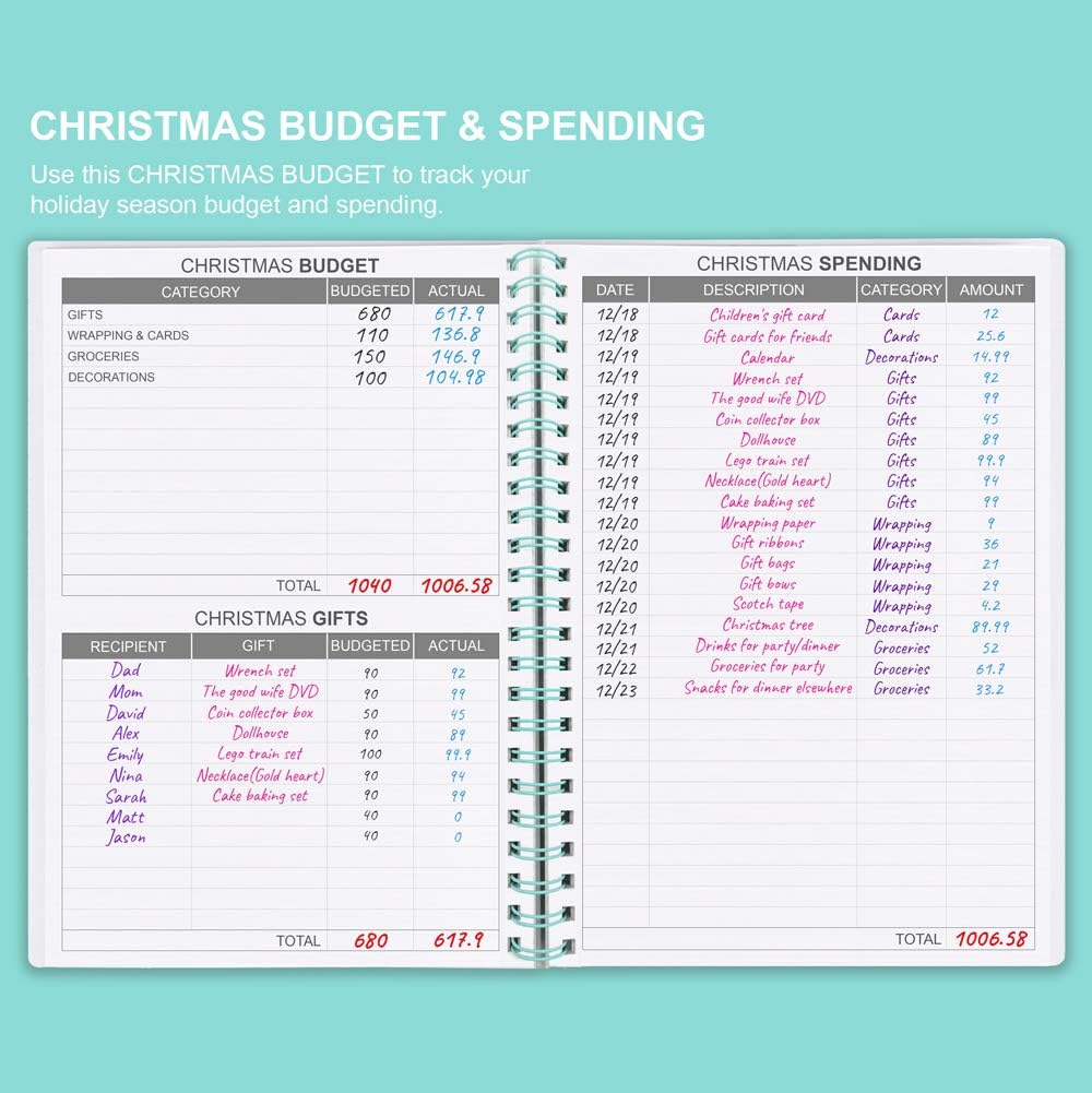 Budget Planner - Monthly Finance Organizer with Expense Tracker Notebook to Manage Your Money Effectively, Undated Finance Planner/Account Book, Start Anytime, 1 Year Use, A5, Teal