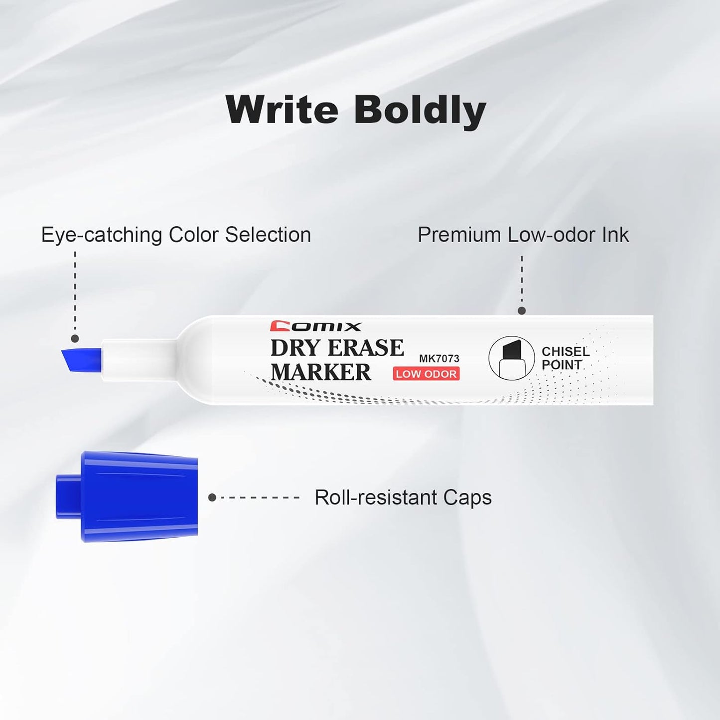 Comix Dry Erase Markers, Chisel Tip Whiteboard Markers, 36 Count 4 Assorted Colors Low Odor Markers for Kids Teachers Office & School Supplies